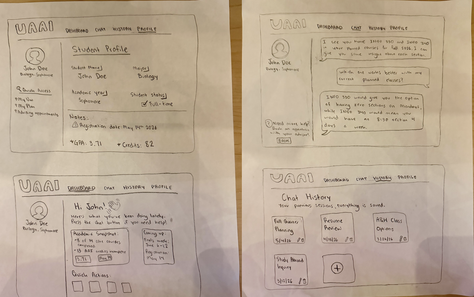 Low fidelity paper prototype